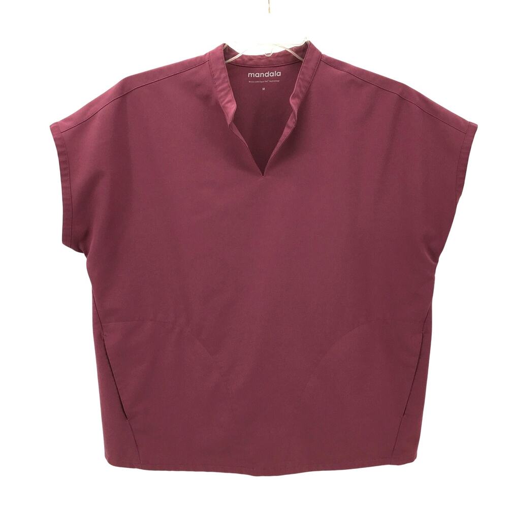Mandala Mandarin Dolman Relaxed Oversized Scrub Top Mauve Pink M Nursing Medical
